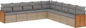 vidaXL Set canapele de grădină, 9 piese, cu perne, bej, poliratan