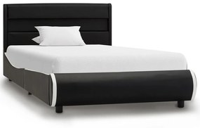 285021 vidaXL Cadru de pat cu LED-uri, negru, 100 x 200 cm, piele ecologică