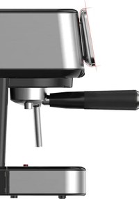 Espressor manual pentru cafea macinata Finlux FEM-1655BS, 1100 W, 20 bar, 1,5 l, Ecran tactil, Bloc termic, Duza de abur, Argintiu/Negru