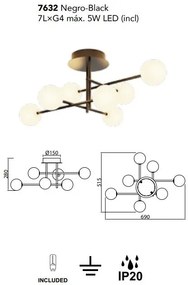 Lustra aplicata design Art Deco cu 7 surse de lumina CELLAR