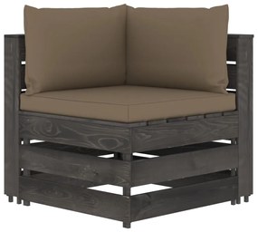 3068116 vidaXL Canapea de colț modulară cu perne, gri, lemn impregnat