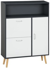 HOMCOM Pantofar Spațios cu 2 Uși Rabatabile și Raft Deschis, Design Modern, Gri și Alb | Aosom Romania