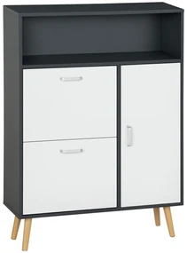 HOMCOM Pantofar Spațios cu 2 Uși Rabatabile și Raft Deschis, Design Modern, Gri și Alb | Aosom Romania