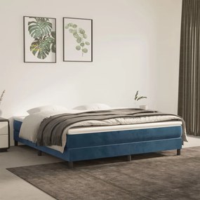 Saltea de pat cu arcuri, albastru inchis, 160x200x20cm, catifea Albastru inchis, 160 x 200 cm