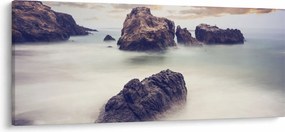 Tablou cu stânci în ceață (120x50 cm)