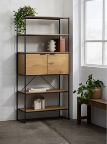 Bibliotecă în culoare naturală cu aspect de lemn de stejar 90x190x40 cm Cesura – Unique Furniture