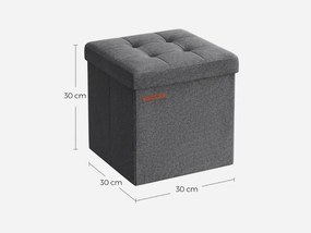 Taburet pliabil cu spațiu de depozitare COZY CUBE 30x30 cm, gri închis