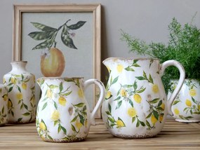 Carafă decorativă din ceramică, pictată manual, crem, H20/D16.5 cm, Limone