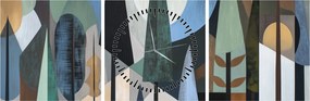 Tablou - Abstracție geometrică naturală II. (cu ceas) (90x30 cm)
