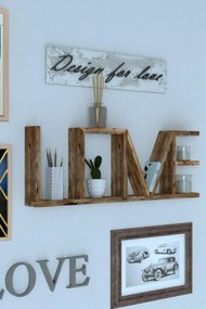 Raft de perete din lemn LovU Homs, 75 x 8 x 27 cm, maro