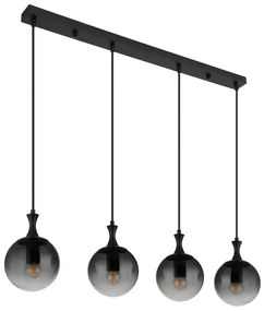 Lustra suspendata design modern DALTON 4L negru/fumuriu