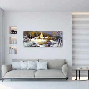 Tablou - Orășel iarna (120x50 cm)