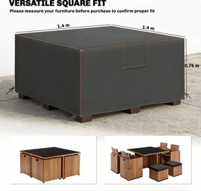 Outsunny Husă de protecție pentru mobilier de grădină rezistentă la iarnă, impermeabilă, anti-UV, material Oxford 420D 125x125x74cm Negru | Aosom Romania