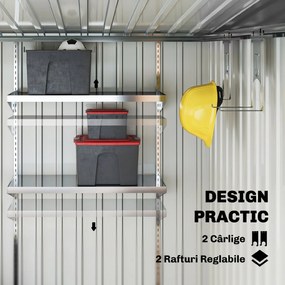 Outsunny magazie grădină căsuță de unelte pentru grădină 154x206.5x160/181 cm alb | Aosom Romania