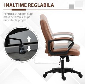 Vinsetto Scaun de birou ergonomic cu 2 Puncte pentru Masaj, Port USB, Piele Ecologică, Maro, 59x63x92-101cm | Aosom Romania