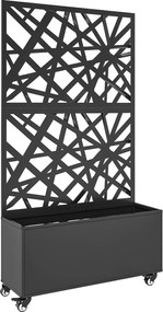 Outsunny Ghiveci cu panou de intimitate ghiveci pe roți spalier 90 x 30 x 160 cm metal Negru | Aosom Romania