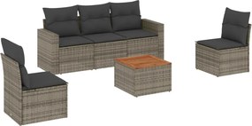vidaXL Set mobilier grădină cu perne, 6 piese, gri, poliratan
