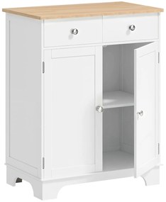 HOMCOM Bufet de Bucătărie cu Dulap 2 Uși și 2 Sertare, Alb și Lemn | Aosom Romania