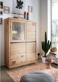 Vitrină lemn masiv Urban Loft, 103 × 40 × 204 cm - stanga