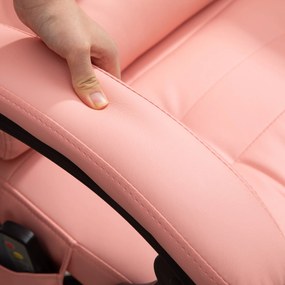 Vinsetto Scaun de birou cu masaj, 7 puncte de vibrație, suport pentru picioare și spătar ajustabil, până la 120 kg, piele ecologică, Roz | Aosom Romania