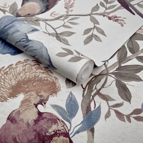 Tapet Bird Sonnet, Chambray Blue Luxury Paperweave, (fibre naturale), 1838 Wallcoverings, 5.1mp / rola