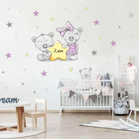 INSPIO Ursuleți mov cu stele și nume