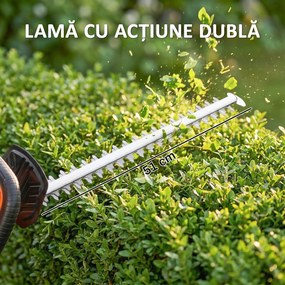 Outsunny Foarfecă de Tuns Gard Viu pe Baterie 18V, cu Baterie de 2Ah, Încărcător, Lamă Dublă de 51cm pentru Crengi, Arbuști și Ramuri, Portocaliu | Aosom Romania