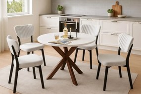 Masa de bucatarie rotunda din MDF, alb-negru, texturata, Homs 80x80x75 cm