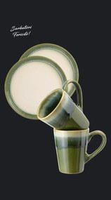 Set Cadou Ceramica Infinity Green (2 Farfurii Mari 25cm, 2 Cani 300ml) Exceptional