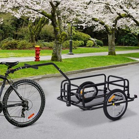 HOMCOM Carucior Remorca pentru Bicicleta Negru 156x72x82cm | Aosom Romania