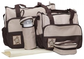 Set 3 genti bebe NOVOKIDS™ Mastella atasabile la carucior, Capacitate mare, Geanta termos pentru biberoane inclusa, dimensiune 39X35X10 cm, Maron Crem