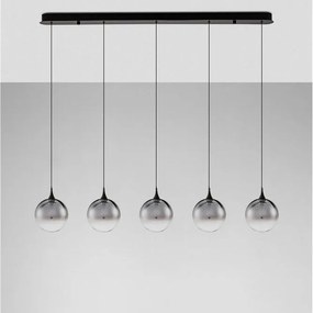 Lustra moderna cu 5 pendule LED, Metal, Sticla, Fumuriu, ORENDA