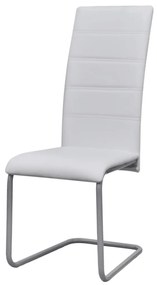 242288 vidaXL Scaune de bucătărie consolă, 4 buc., alb, piele ecologică