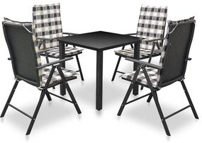 42778 vidaXL Set mobilier de exterior cu perne, 5 piese, negru, aluminiu