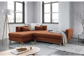 Colțar extensibil cu șezlong pe partea stângă Miuform Scandic Lagom L, portocaliu închis