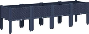 vidaXL Jardinieră de grădină cu picioare, albastru gri, 160x40x42 cm, PP