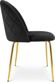 Scaun de dining INCA VELVET cu picioare aurii, negru