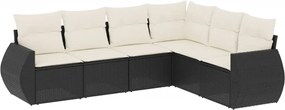 vidaXL Set mobilier de grădină cu perne, 6 piese, negru, poliratan