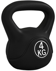 HOMCOM Kettlebell de 4kg pentru Sport și Fitness cu Bază Plată și Mâner, Greutate Kettlebell, 18x12x20 cm, Negru | Aosom Romania