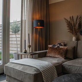 Lampă de podea inteligentă neagră cu rotund auriu, inclusiv WiFi A60 - VT