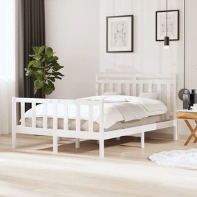 3100700 vidaXL Cadru de pat, alb, 140x190 cm, lemn masiv