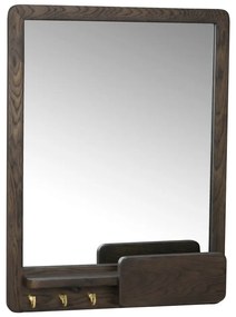 Oglindă de perete cu raft și ramă din lemn 45x60 cm Inverness - Rowico