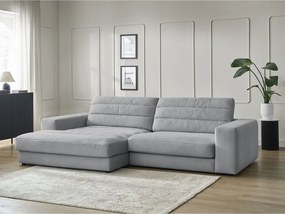 Colțar gri deschis cu tapițerie din catifea (cu colț pe partea stângă/cu șezlong) Sierra – Bobochic Paris