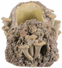 Ambalaj din beton - ghiveci, lemn cu ciuperci, 41x 19 x 13 cm, maro