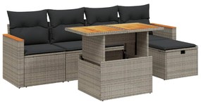 3276035 vidaXL Set mobilier grădină cu perne, 6 piese, gri, poliratan