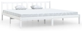 810103 vidaXL Cadru de pat, alb, 200x200 cm, lemn masiv de pin