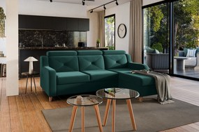 Colţar Laksaro dreapta extensibil - verde catifea Trinity 28