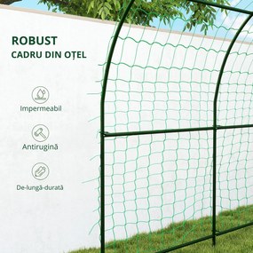Outsunny Grilaj metalic de înfigere, anti-rugină, suport curbat pentru castraveți 210 x 250 x 216 cm Verde închis | Aosom Romania