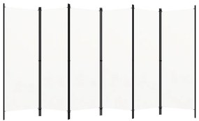 Paravan camera cu 6 panouri, alb crem, 300 x 180 cm Alb, 6