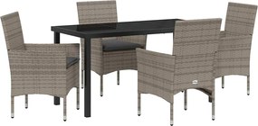 vidaXL Set de masă pentru grădină cu pernă 5 pcs Gri poliratan